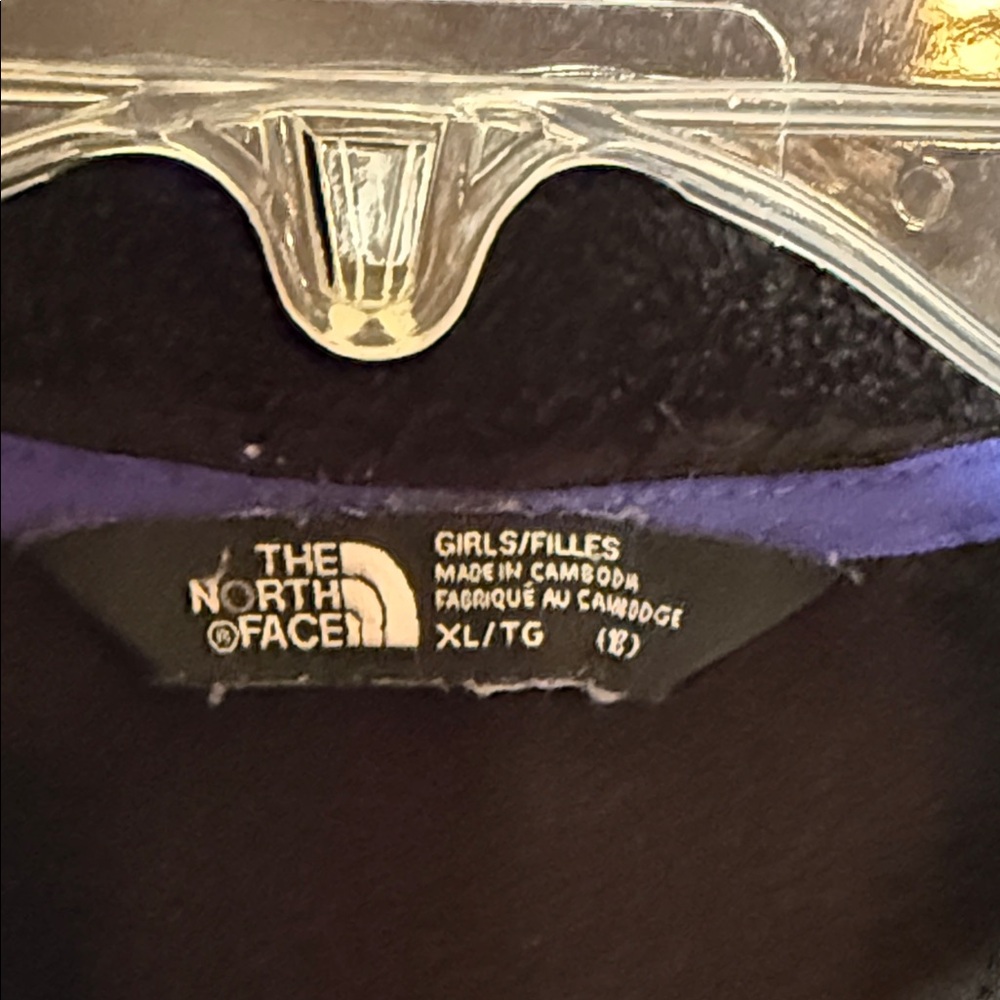 The North Face Girls Black Teddy Jacket with Blue Accents - Picture 2 of 3